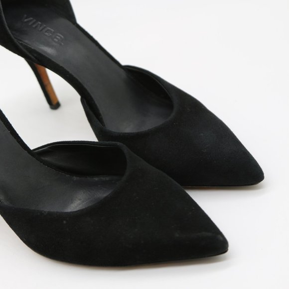 VINCE Suede Celeste D'Orsay Pumps in Black Size 8.5 Pointy Toe Slip On Heel $350 - Picture 15 of 16